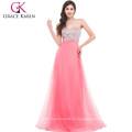 Grace Karin Strapless palabra de longitud barato largo Puffy con cuentas de color rosa vestido de baile CL3107-3